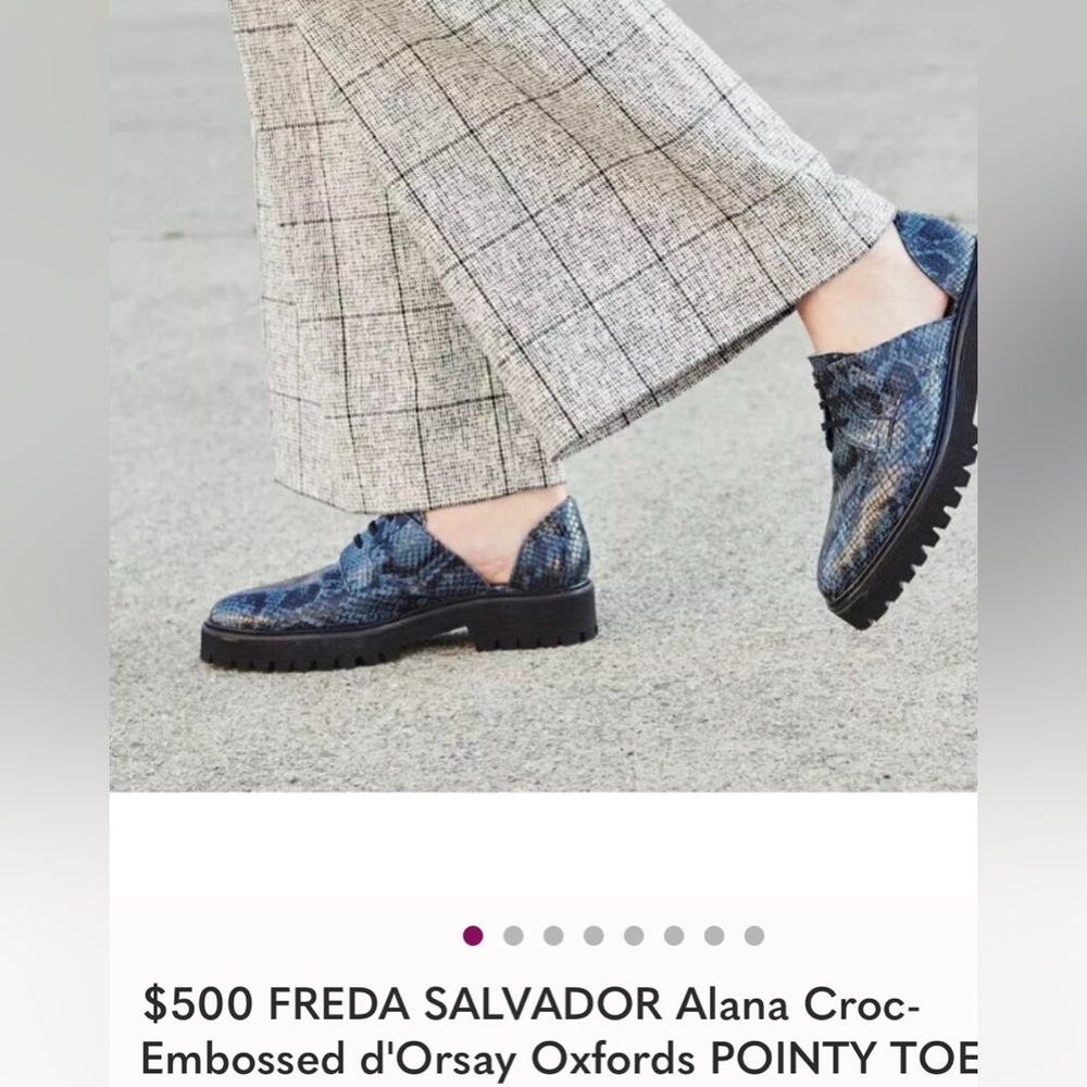 Freda Salvador Blue/Black Snakeskin Alana D’Orsay loafer